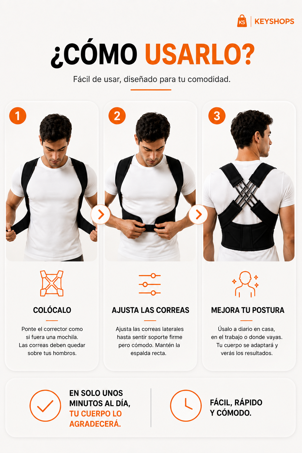 Corrector de postura: Espalda recta, cero molestias.